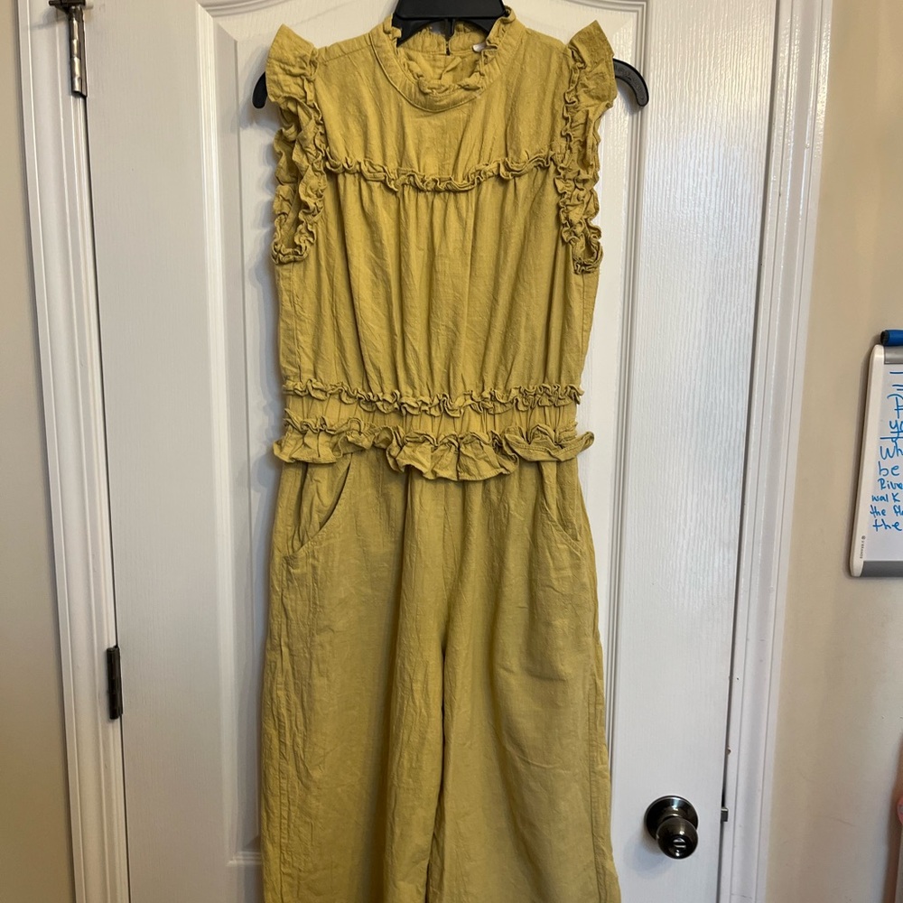 Yellow Ruffled Sleeveless Jumpsuit